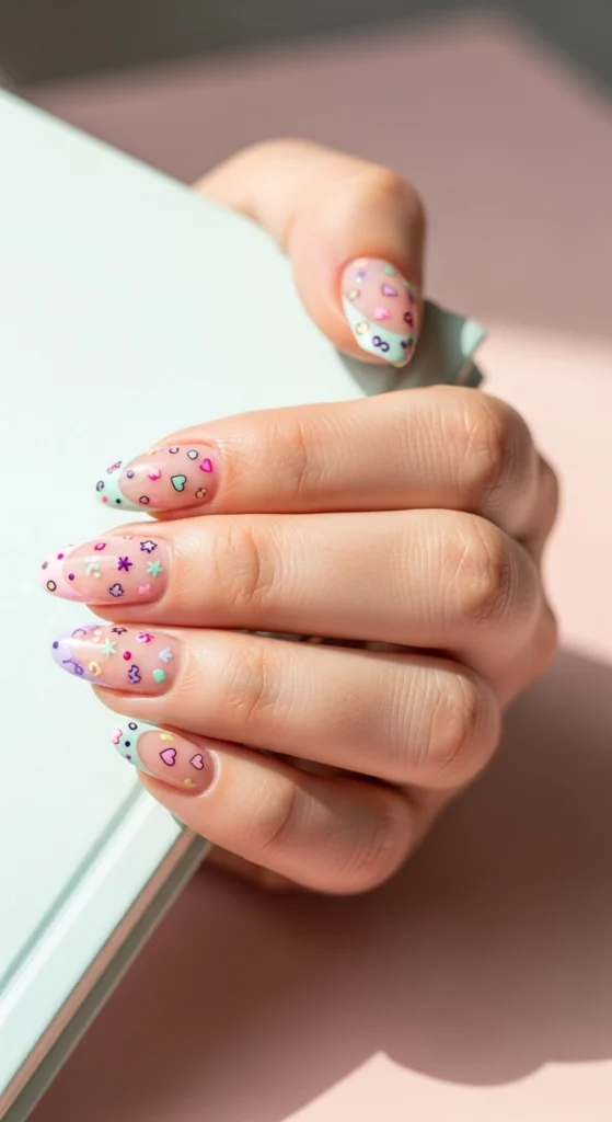 15 Must Try Trendy Back to School Nail Ideas 2026 2 Pastel-French-Tips-with-Doodles