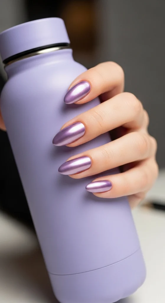 15 Must Try Trendy Back to School Nail Ideas 2026 11 chrome-lavender-nails
