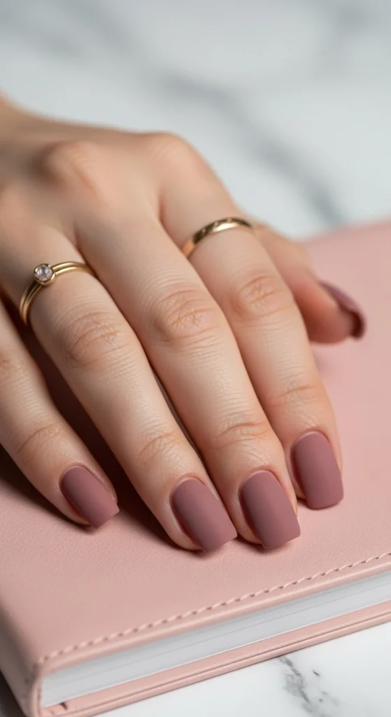 15 Must Try Trendy Back to School Nail Ideas 2026 5 matte-mauve-short-nails