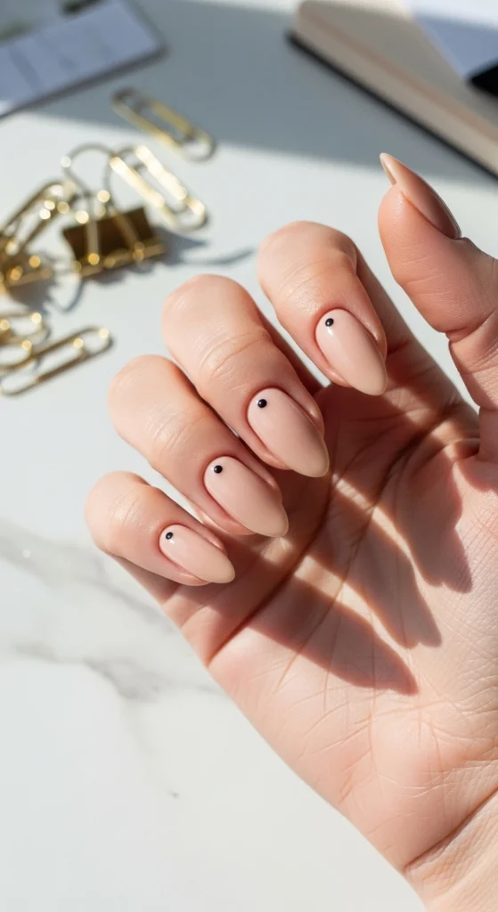 15 Must Try Trendy Back to School Nail Ideas 2026 9 minimal-dot-accent-nails