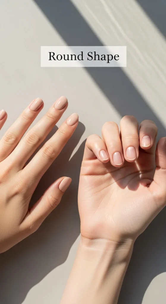The Ultimate Nail Shape Guide: Choose & Master Your Look 2 two hands with round nails