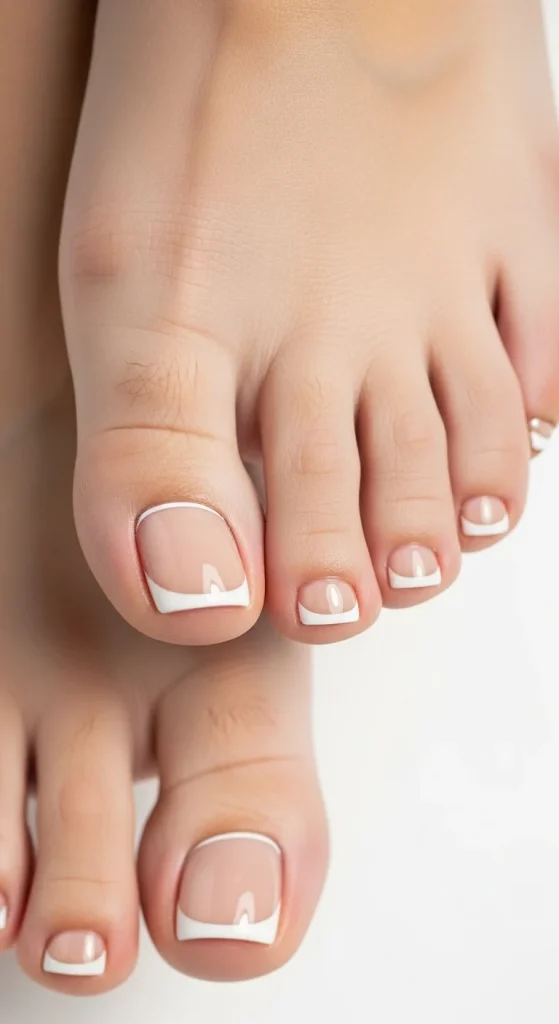 15 Trendy Fall Toe Nails Designs 2026 for the Perfect Cozy Pedicure 11 nails shows beige micro french tips.