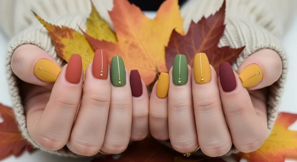Fall matte nails 2025 with cozy autumn-inspired colors and modern nail art designs.