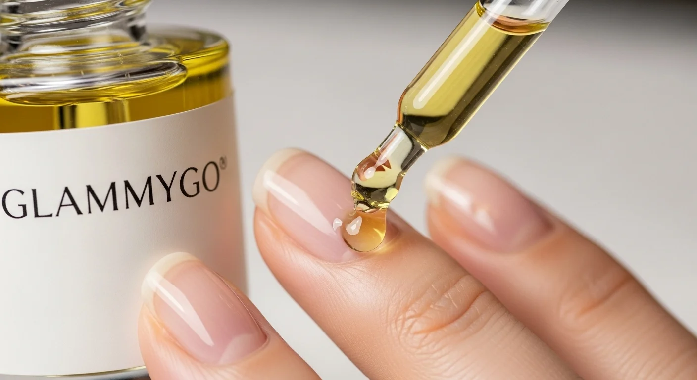 Beginner’s Guide: How to File & Shape Nails Safely (2026 Edition) 5 Cuticle oil being massaged into the nail fold after filing