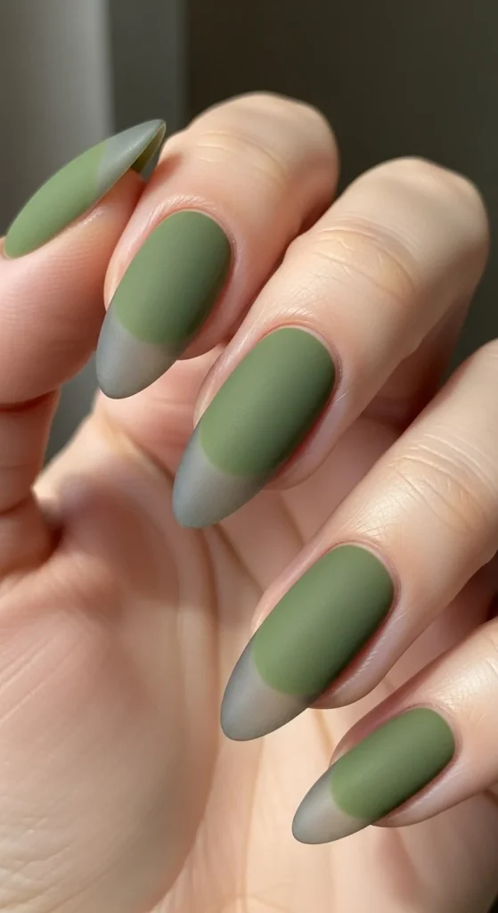 20 Chic September Nail Designs for 2026 That Capture Fall’s First Glow 9 Olive matte nails with smoky quartz tips.