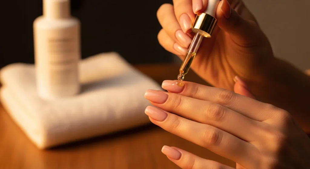 What Is a Full Set of Nails? Process, Cost & What to Expect (2026 Guide) 4 Applying cuticle oil for full set nail aftercare