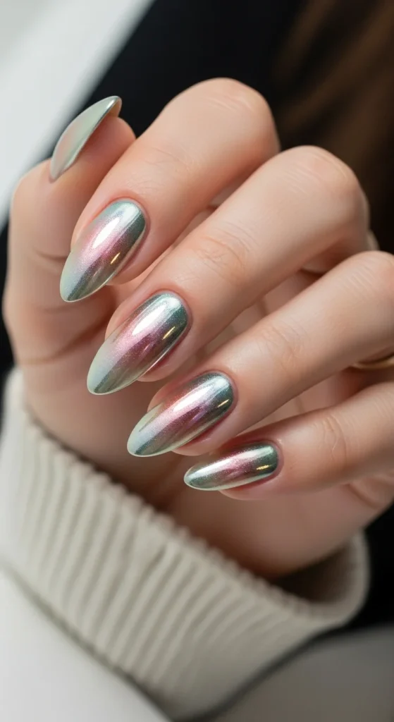Chrome French fade nails