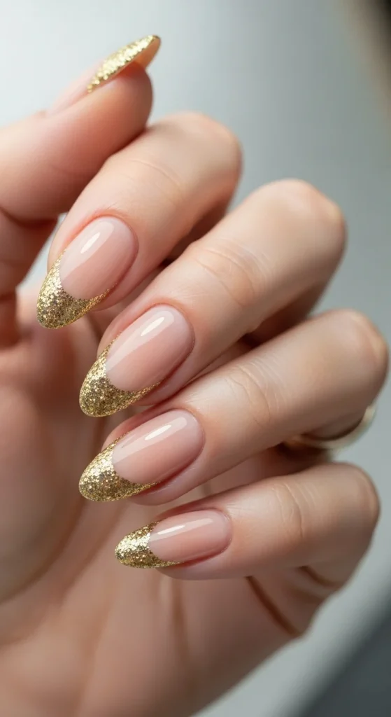 Glitter French tip holiday nails