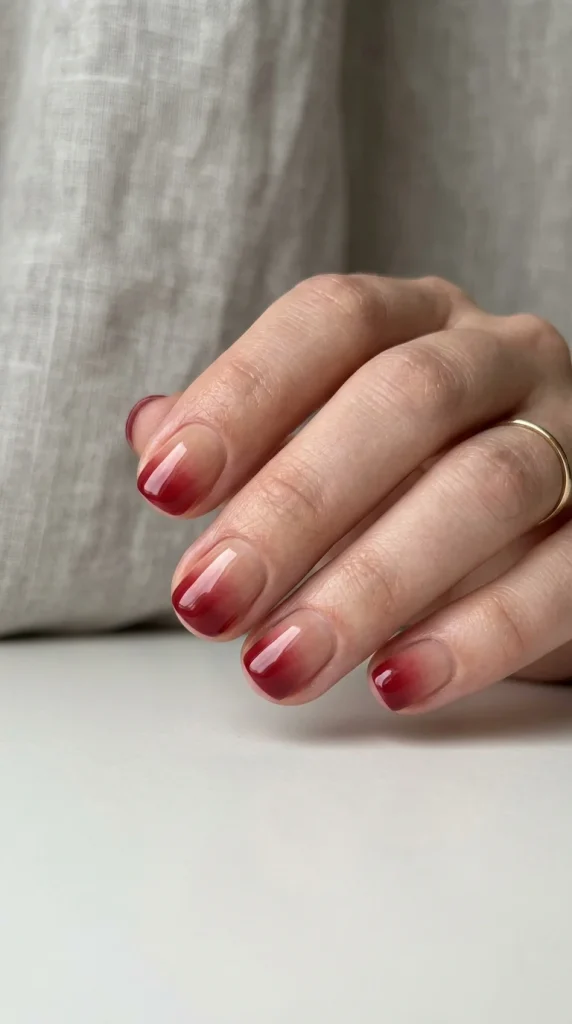 15 Red Nail Designs 2026: Cherry, Dark & Trendy Ideas You’ll Love 16 red french fade nails cherry ombre baby boomer red nail design 2026