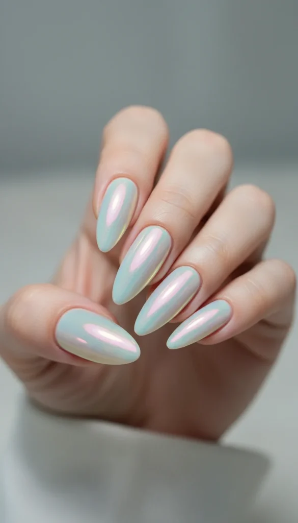 Classic Christmas Nails 2025: 21 Timeless Holiday Nail Designs 22 White pearl chrome nails — frosty pearl manicure for winter weddings and holiday nail designs 2025.