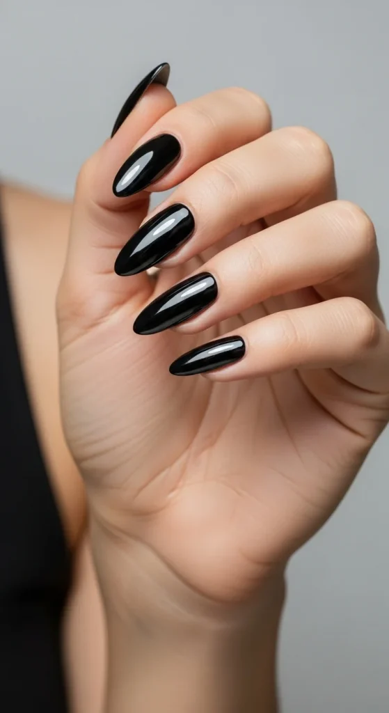 Velvet Chrome & Jelly Nails 2025–26: 30 Textured Holiday Nail Designs That Redefine Glamour 21 Black Chrome Aura Nails 1