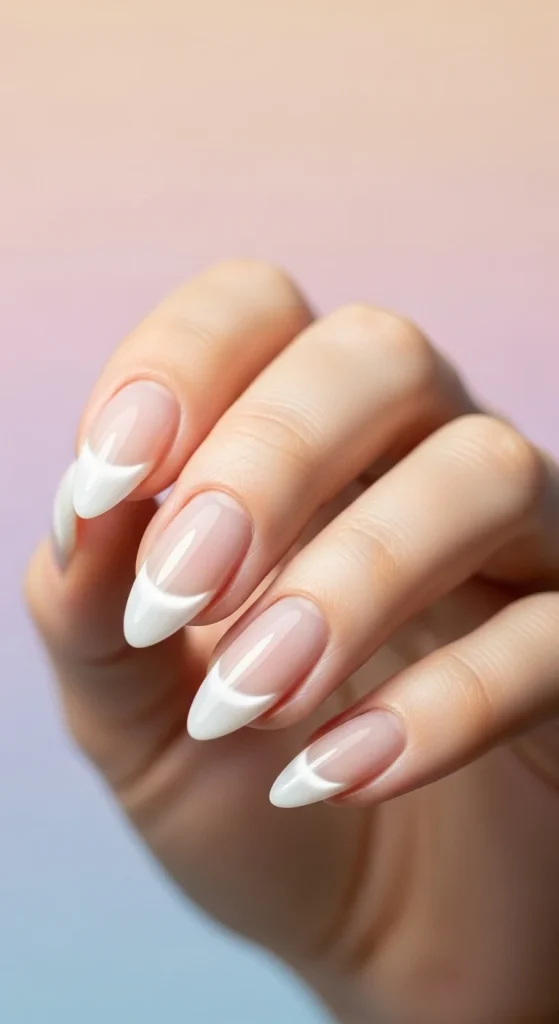 Clear gel nails with crystal flakes for NYE 2026.