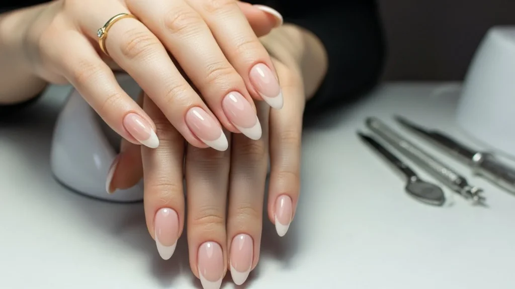 Gel-X nail extensions on medium almond nails