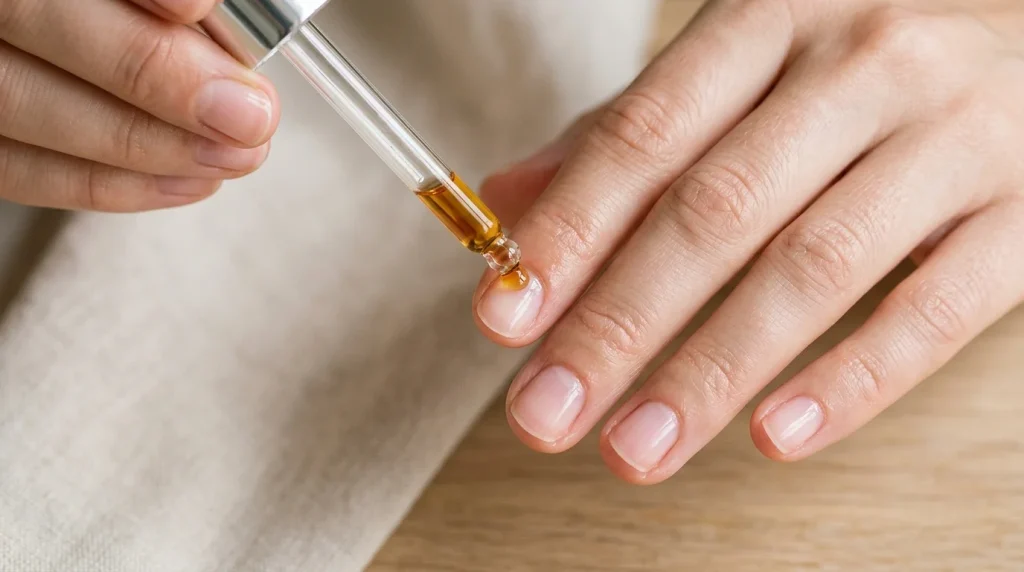 How to Remove Acrylic Nails at Home Safely (Expert Guide for Beginners) 6 healthy natural nails after removing acrylic nails with cuticle oil