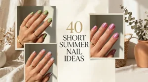 Pinterest-style collage featuring trendy short summer nails for 2026 including pistachio green nails, pink chrome jelly nails, and sky blue micro French tips on short natural nails.