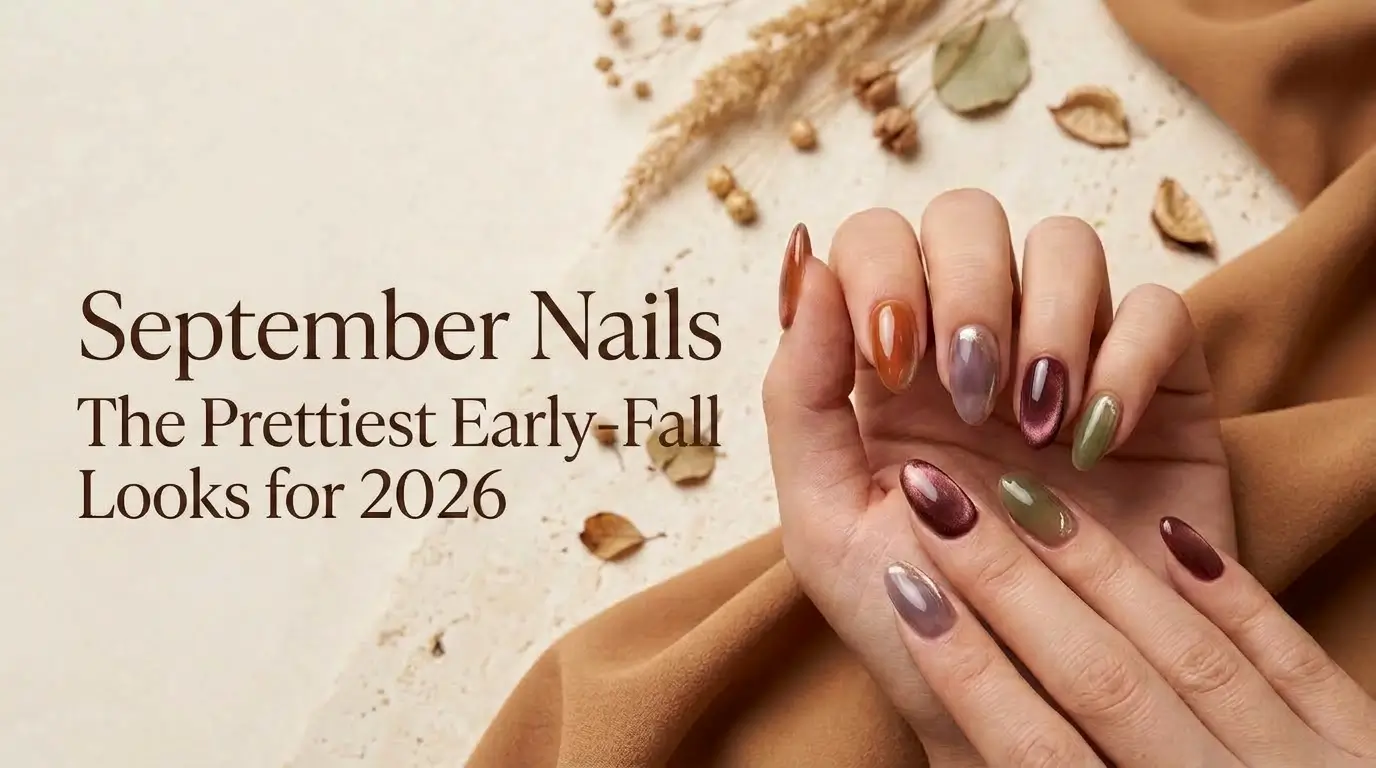 20 Chic September Nail Designs for 2026 That Capture Fall’s First Glow 1 20 September nail designs 2026 featuring glossy burgundy, caramel, smoky lilac, and olive green manicures.