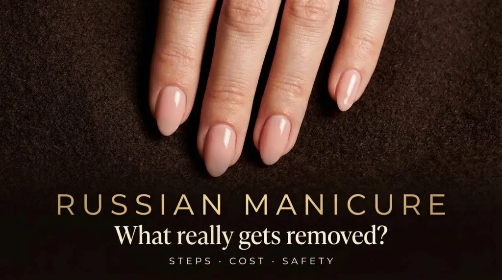 Russian Manicure: What It Is, Steps, Cost & Safety (2026) 22 Russian manicure with nude gel applied right up to a clean cuticle line